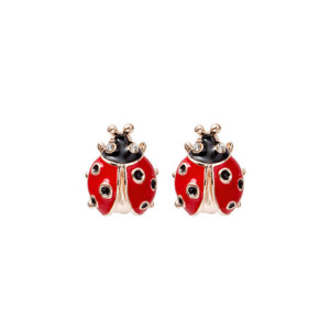 Boucles d'Oreilles Coccinelle Volantes avec Pierre Précieuse