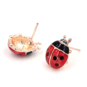 Vue Arrière Boucles d'Oreilles Coccinelle Rouge et Noire