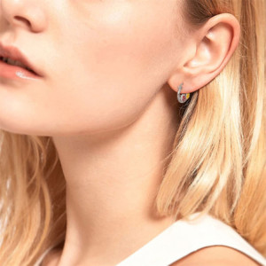 Vue Portée Boucles d'Oreilles Créoles Coccinelle et Fleur de Miel