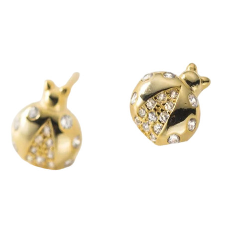 Vue générale Boucles d'Oreilles Coccinelle Dorée  en Argent Sterling 925