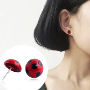 Vue générale Boucles d'Oreilles Coccinelle Fantaisie en Acier Inoxydable