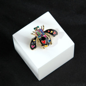 Broche Coccinelle Mosaïque Style Trencadís Couleur Noir