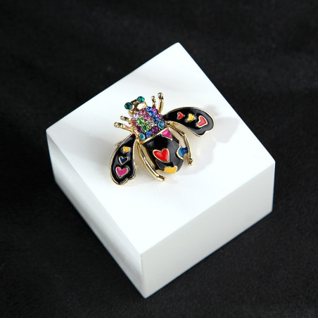 Broche Coccinelle Mosaïque Style Trencadís Couleur Noir