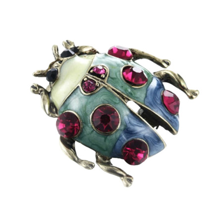 Broche Coccinelle Précieuse Couleur Vert