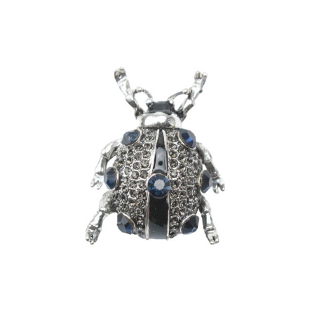 Broche Coccinelle Scintillante en Rouge Passion et Bleu Mystère Couleur bleu marine