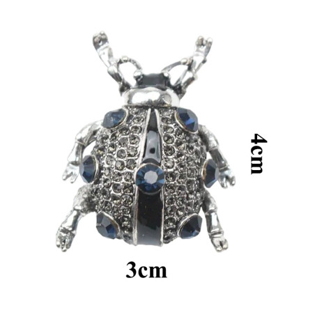 Dimensions Broche Coccinelle Scintillante en Rouge Passion et Bleu Mystère