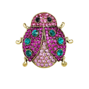 Broche Coccinelle aux Strass Colorés modèle 2