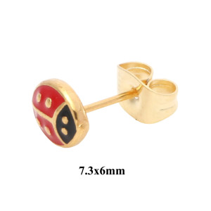 Dimensions Petites Boucles d'Oreilles Coccinelle en Acier Inoxydable 316L