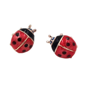 Vue générale Boucles d'Oreilles Coccinelle Rouge et Noire