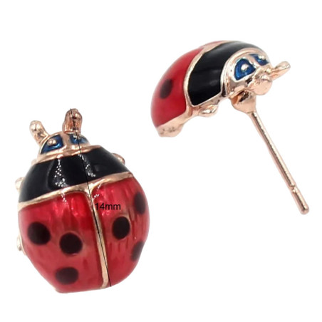 Boucles d'Oreilles Coccinelle Rouge et Noire