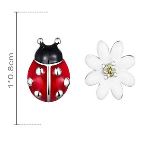 Dimensions des Boucles d'Oreilles Coccinelle et margueritte en Argent Sterling 925