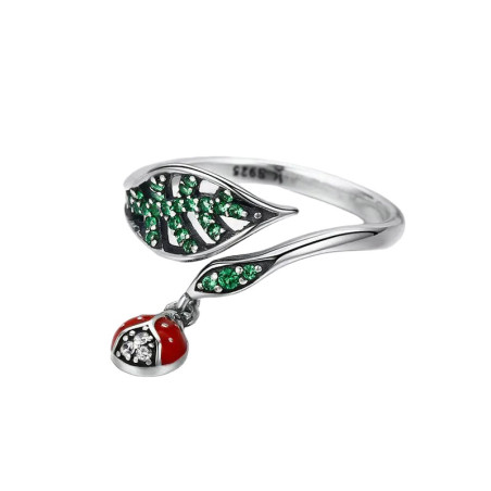 Vue générale Bague Coccinelle "Éclat du Jardin" en Argent Sterling 925
