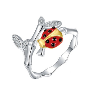 Bague Coccinelle Design Redimensionnable en Argent Sterling 925