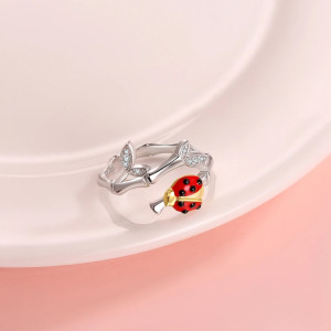 Vue générale Bague Coccinelle Design Redimensionnable en Argent Sterling 925