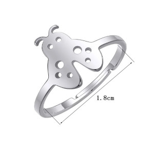 Dimensions Bague Coccinelle Design Minimaliste Redimensionnable - Couleur Or et Argent