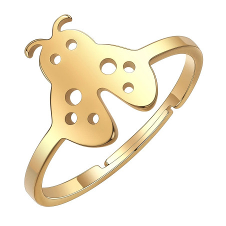 Bague Coccinelle Design Minimaliste Redimensionnable Couleur or