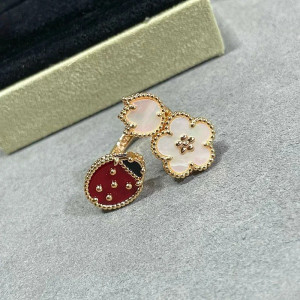 Vue générale Bague Coccinelle Fleur de Princesse en Argent Sterling 925