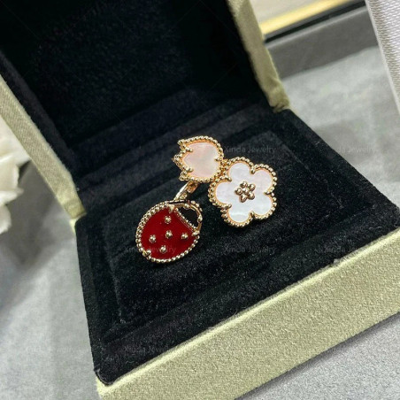 Vue détaillée Bague Coccinelle Fleur de Princesse en Argent Sterling 925
