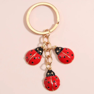 Vue générale Porte-clés Coccinelle Perles de Rosée Couleur Rouge