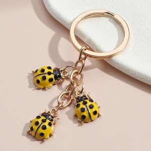 Vue générale Porte-clés Coccinelle Perles de Rosée Couleur Jaune
