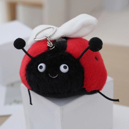 Porte-clés Coccinelle Souriante Grande Peluche Couleur Rouge