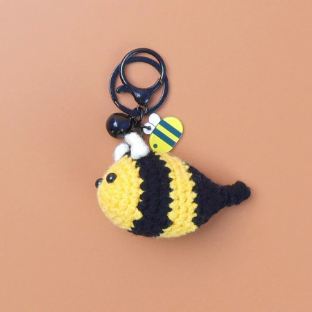 Porte-clés Abeille Zébrée Jaune et Noir Modele 2