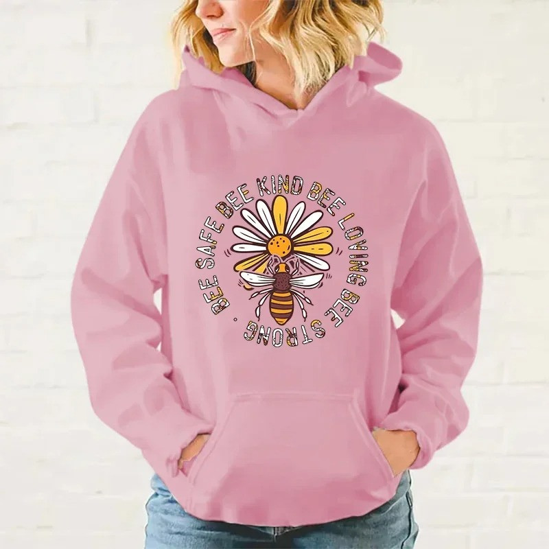 Sweatshirt blanc Bee Happy créateur Couleur Rose