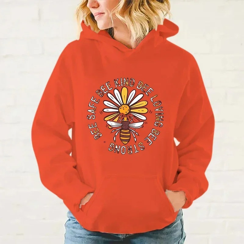 Sweatshirt blanc Bee Happy créateur Couleur Orange