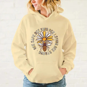 Sweatshirt blanc Bee Happy créateur Couleur Beige