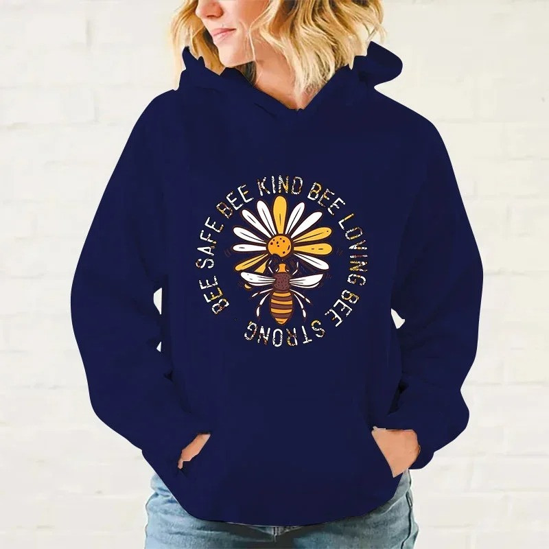 Sweatshirt blanc Bee Happy créateur Couleur Bleu Marine