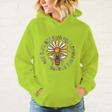 Sweatshirt blanc Bee Happy créateur Couleur Vert