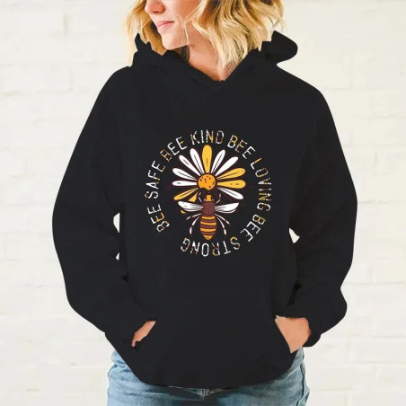 Sweatshirt blanc Bee Happy créateur Couleur Noir