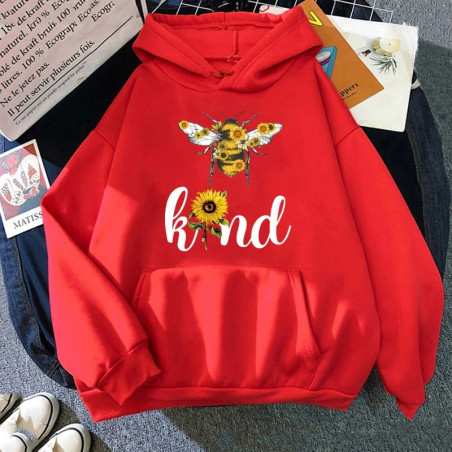 Hoodie Abeille - Bee Kind Couleur Rouge