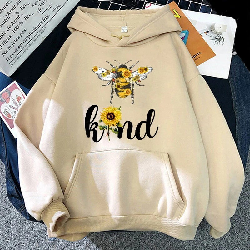 Hoodie Abeille - Bee Kind Couleur Beige