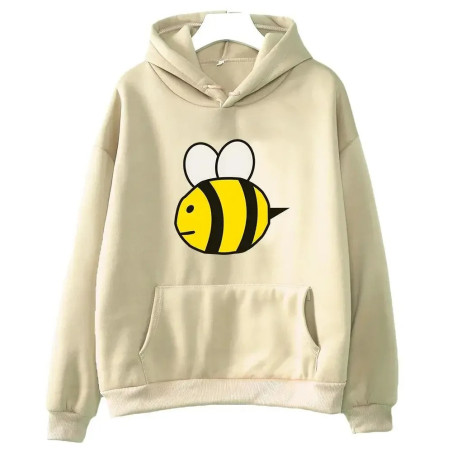 Hoodie Bee Grande Abeille Animée Couleur Beige
