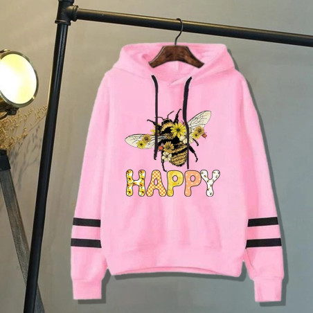 Hoodie Abeille - Bee  Happy Couleur Rose