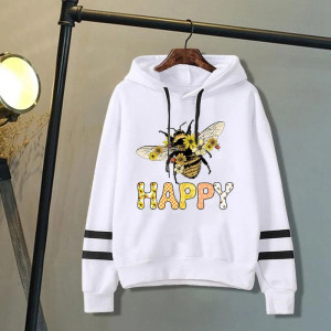 Hoodie Abeille - Bee  Happy Couleur Blanc