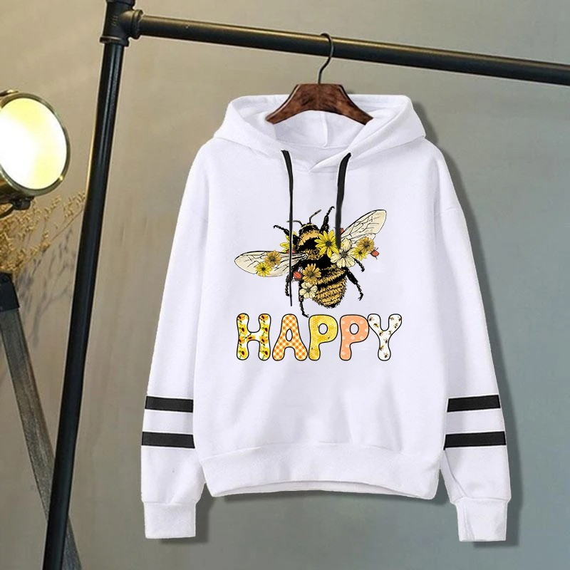 Hoodie Abeille - Bee  Happy Couleur Blanc
