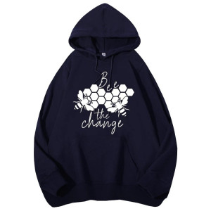 Hoodie Abeille - Bee The Change Couleur bleu Marine