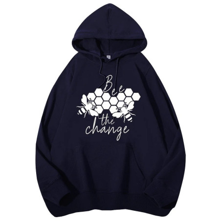 Hoodie Abeille - Bee The Change Couleur bleu Marine