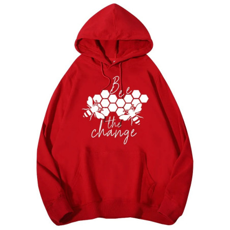Hoodie Abeille - Bee The Change Couleur Rouge
