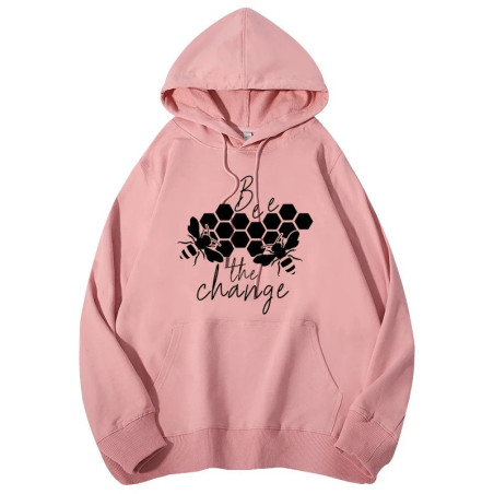 Hoodie Abeille - Bee The Change Couleur Rose