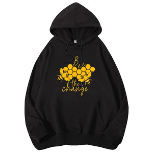 Hoodie Abeille - Bee The Change Couleur Noir
