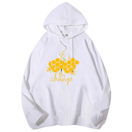 Hoodie Abeille - Bee The Change Couleur Blanc