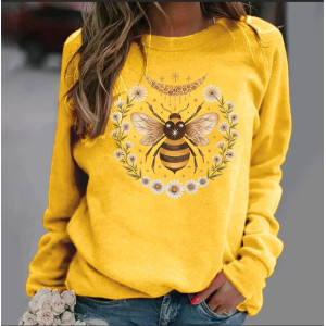 Sweat-shirt Abeille pour femme Abeille Marguerittes et Lune Mystique Couleur jaune