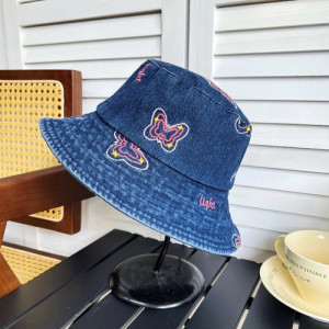 Bob Papillon en Denim souple Papillon Rose - Couleur Bleu