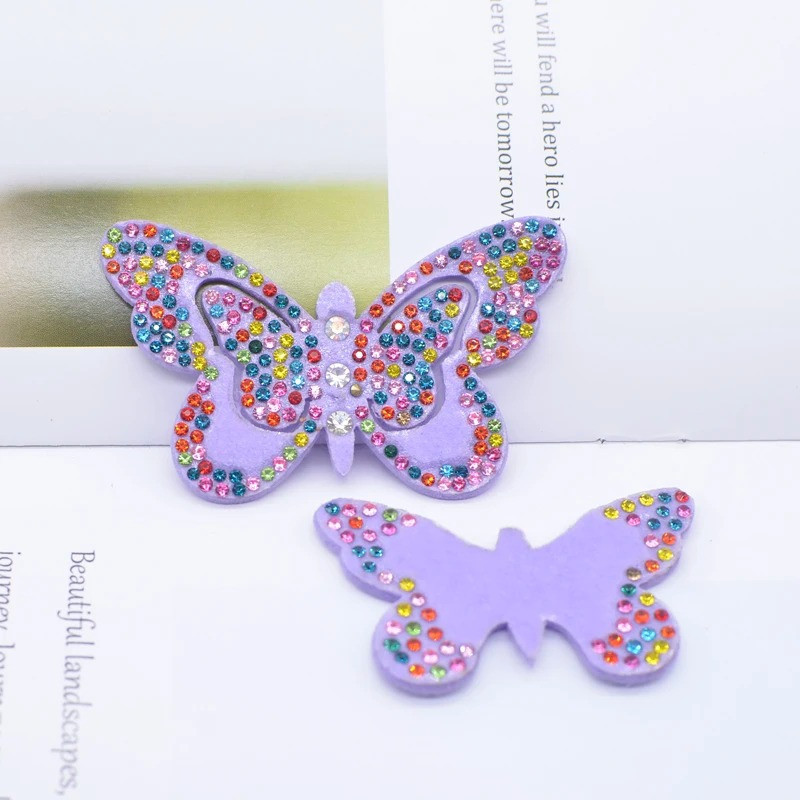 Écussons Papillon Double Aile de Papillon Strass 3D couleur Violet