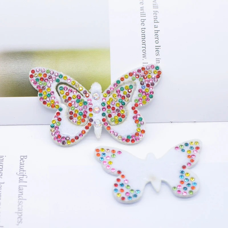 Écussons Papillon Double Aile de Papillon Strass 3D couleur Blanc
