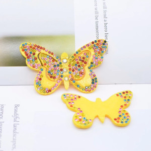 Écussons Papillon Double Aile de Papillon Strass 3D couleur Jaune