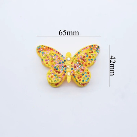 Dimensions Écussons Papillon Double Aile de Papillon Strass 3D 65x42 mm - Lot de 6 pièces - 10 couleurs au choix !